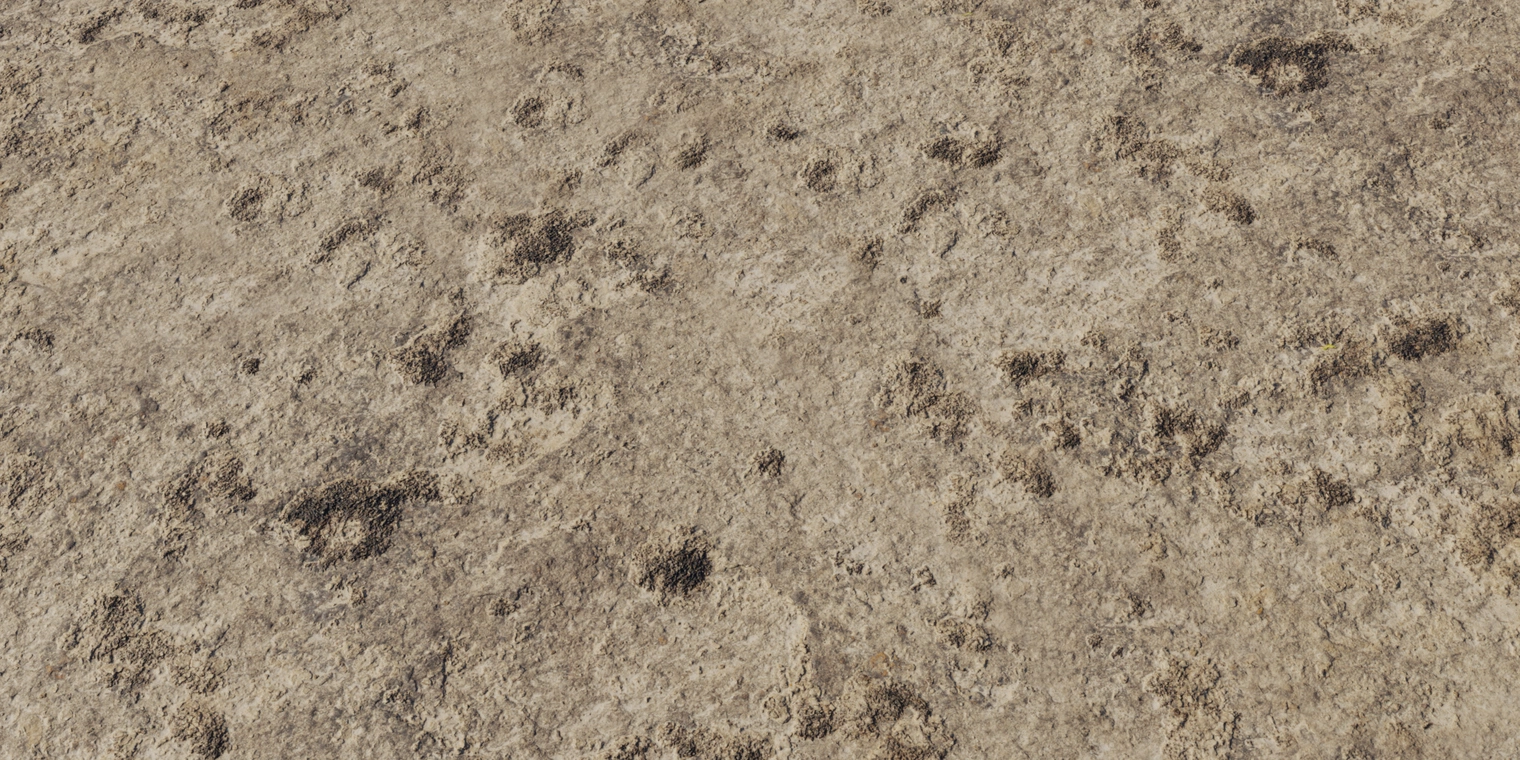 Free 8K texture of a coarse, uneven stone surface with weathered, dirty patches and subtle geological grain - rough, sandy-tan rock face detailing.