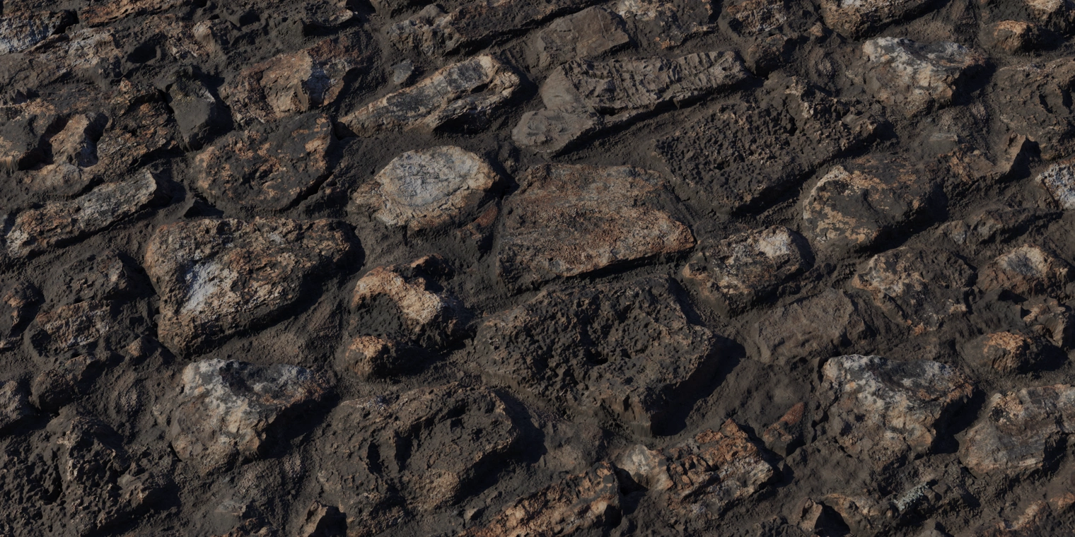Free 8K texture of weathered fortress rock wall: rough, uneven stones with mortar, dry, dark brown-gray surfaces, heavy weathering and mineral detail.