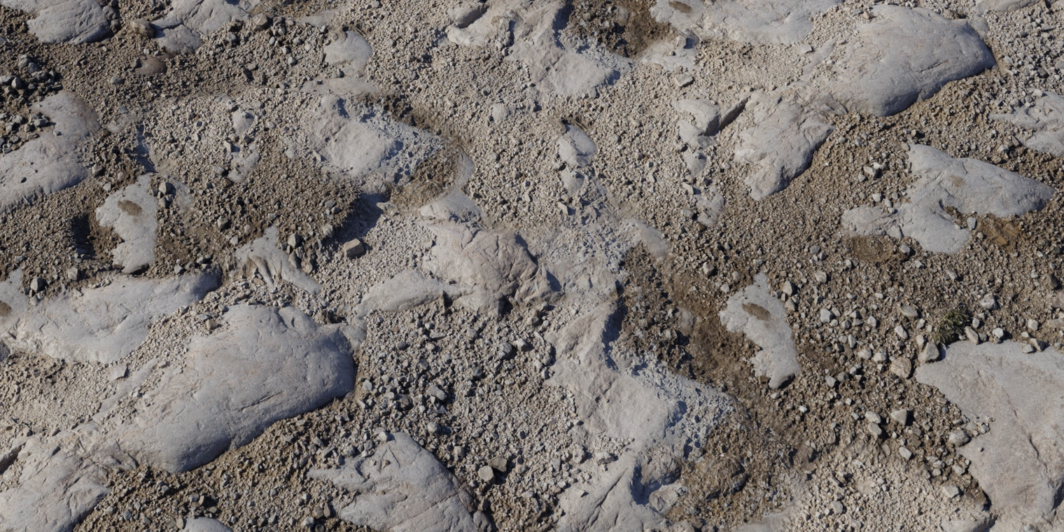 Free 8K rocky ground texture with dry, uneven soil, coarse gravel and scattered pebbles atop exposed stony surfaces.