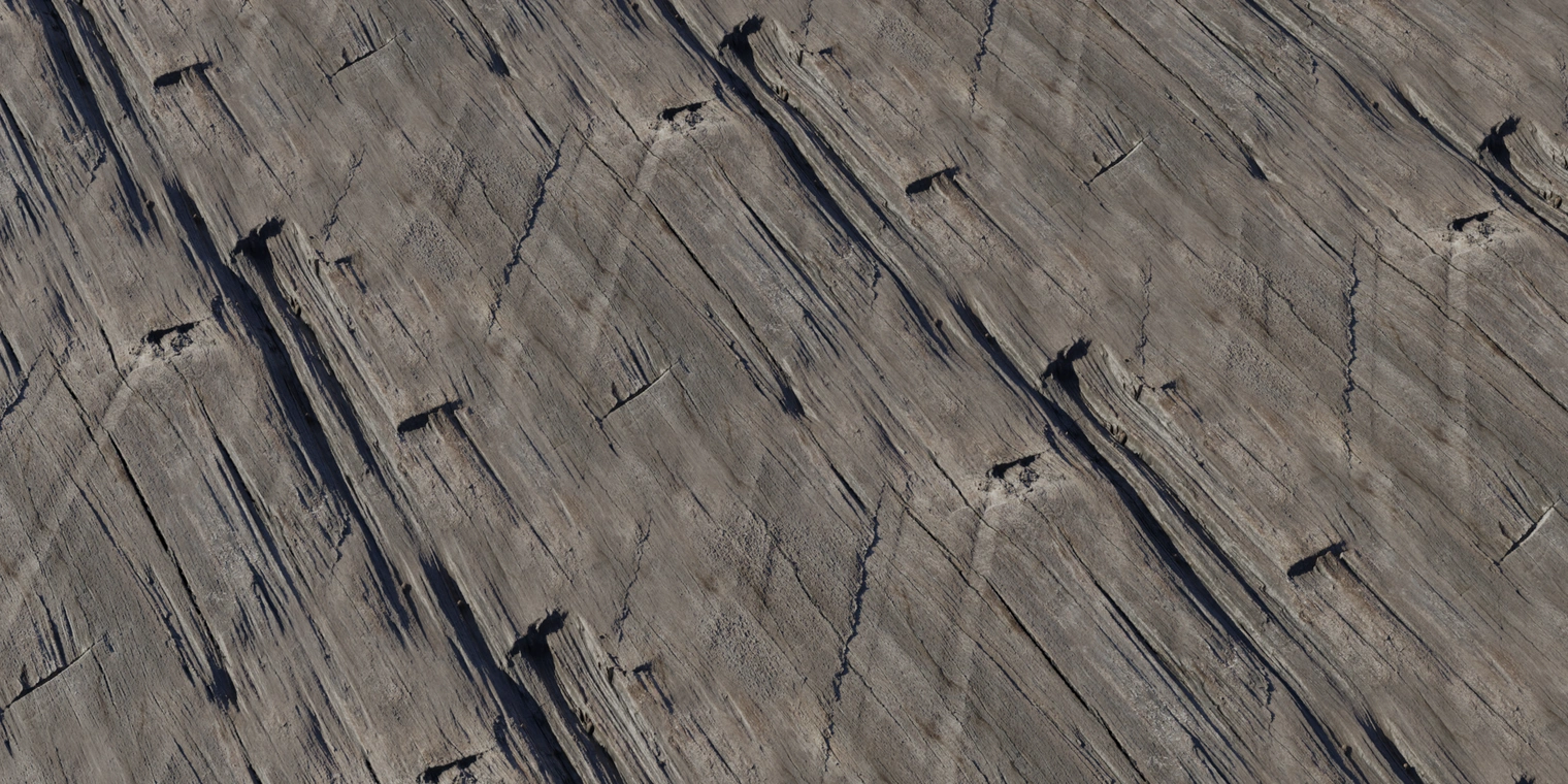 Free 8K rough wood texture showing weathered, cracked timber with deep, uneven grain, aged surface and natural outdoor wear.