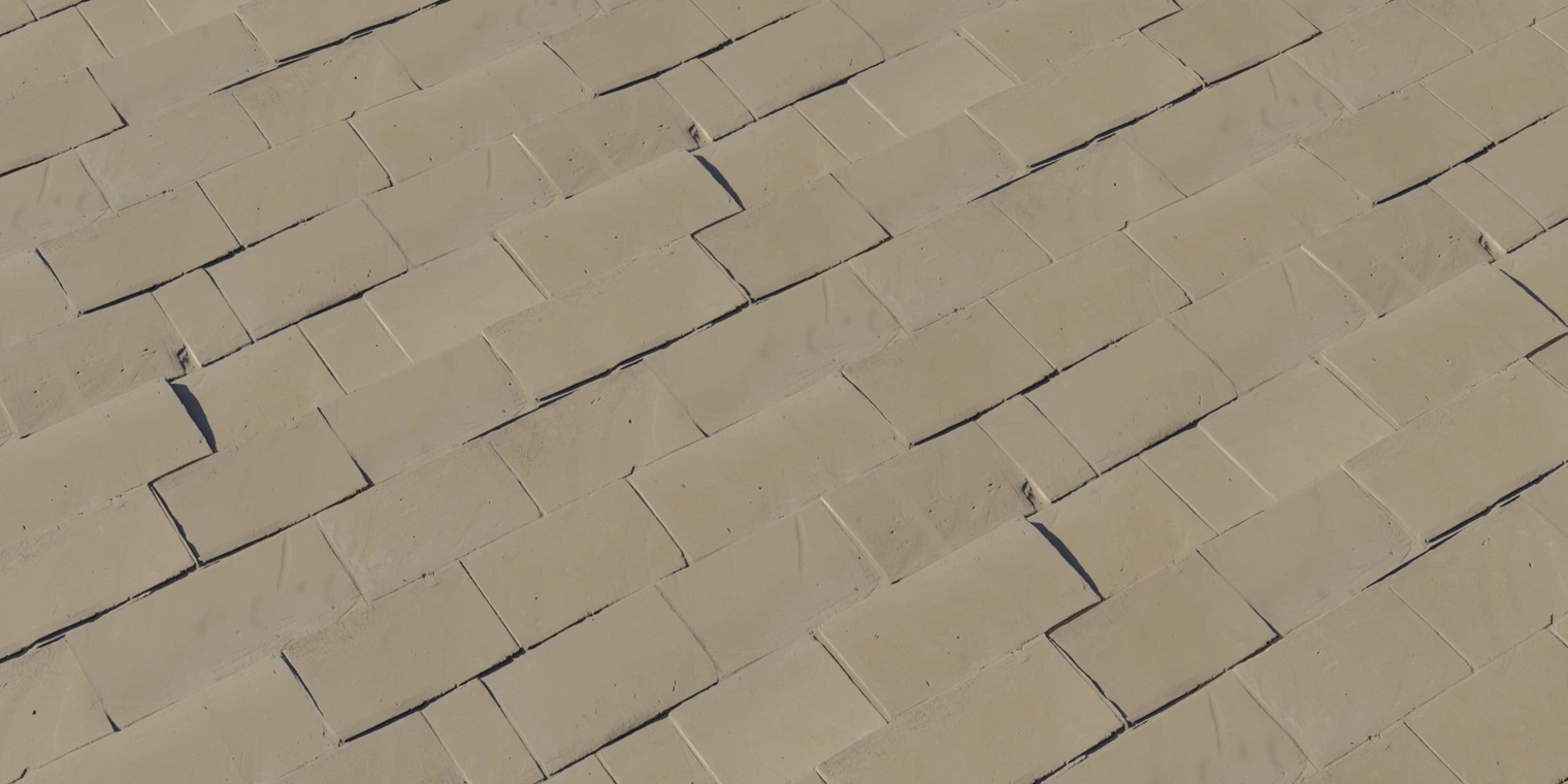 Free 8K sandstone texture: tan, large uneven blocks with soft rounded edges, shallow joints, subtle tool marks and a light dusty surface.