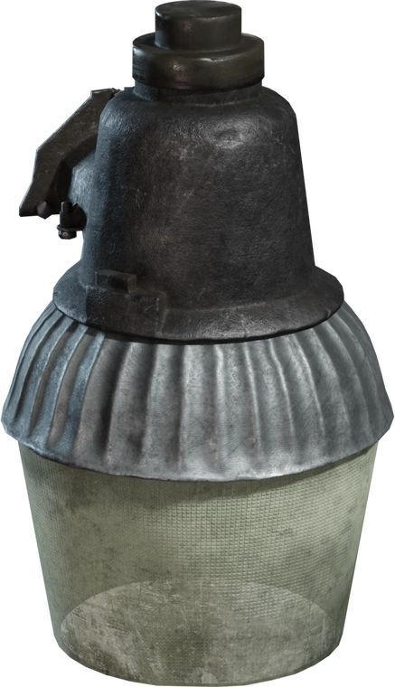 Free 8K model: weathered industrial security light with fluted metal shade, textured frosted glass housing, and a sturdy mounting bracket.