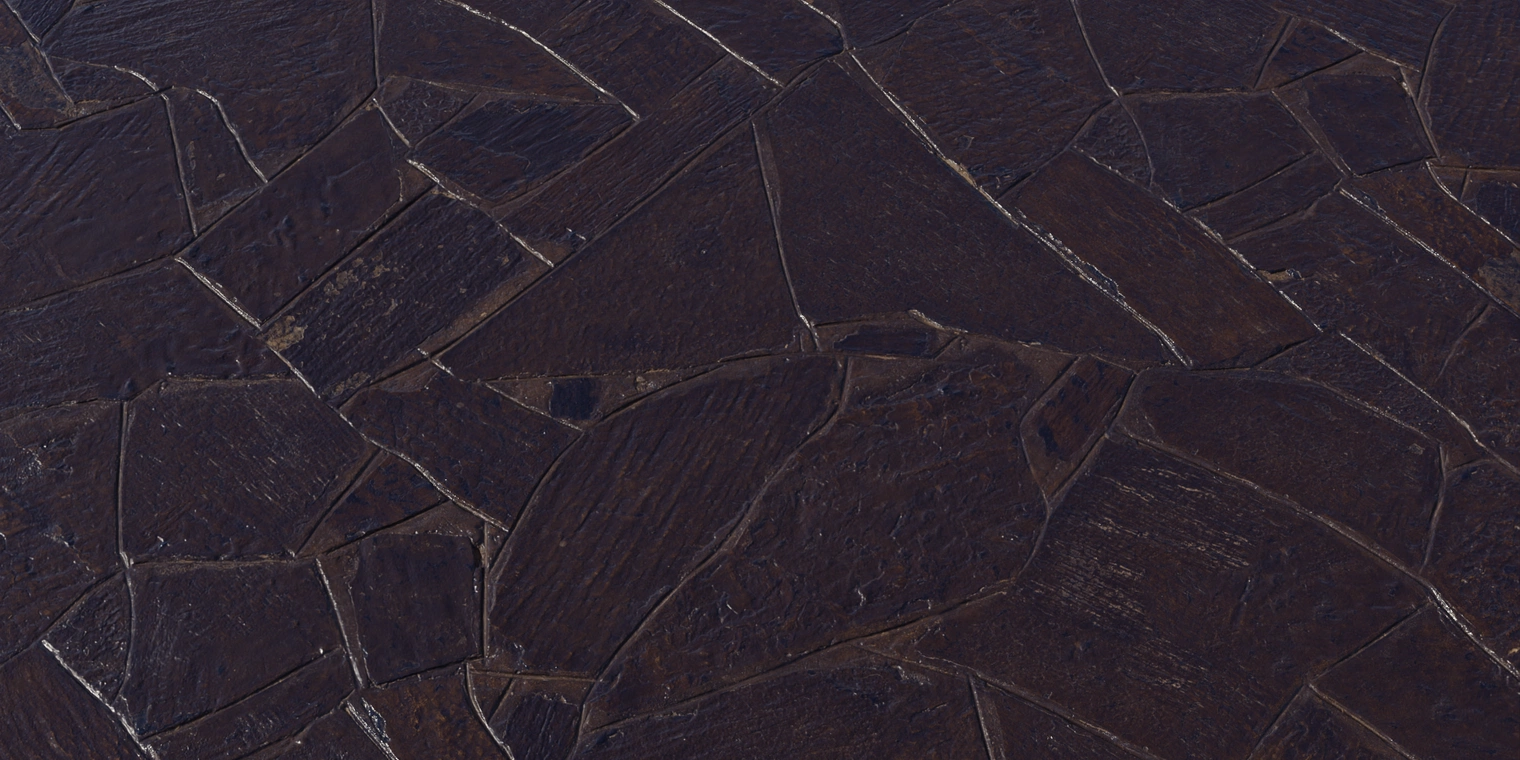 Free 8K texture of polished dark slate flooring with a coated, glossy finish, visible grout and subtle scratches, rich stone grain and reflective highlights.