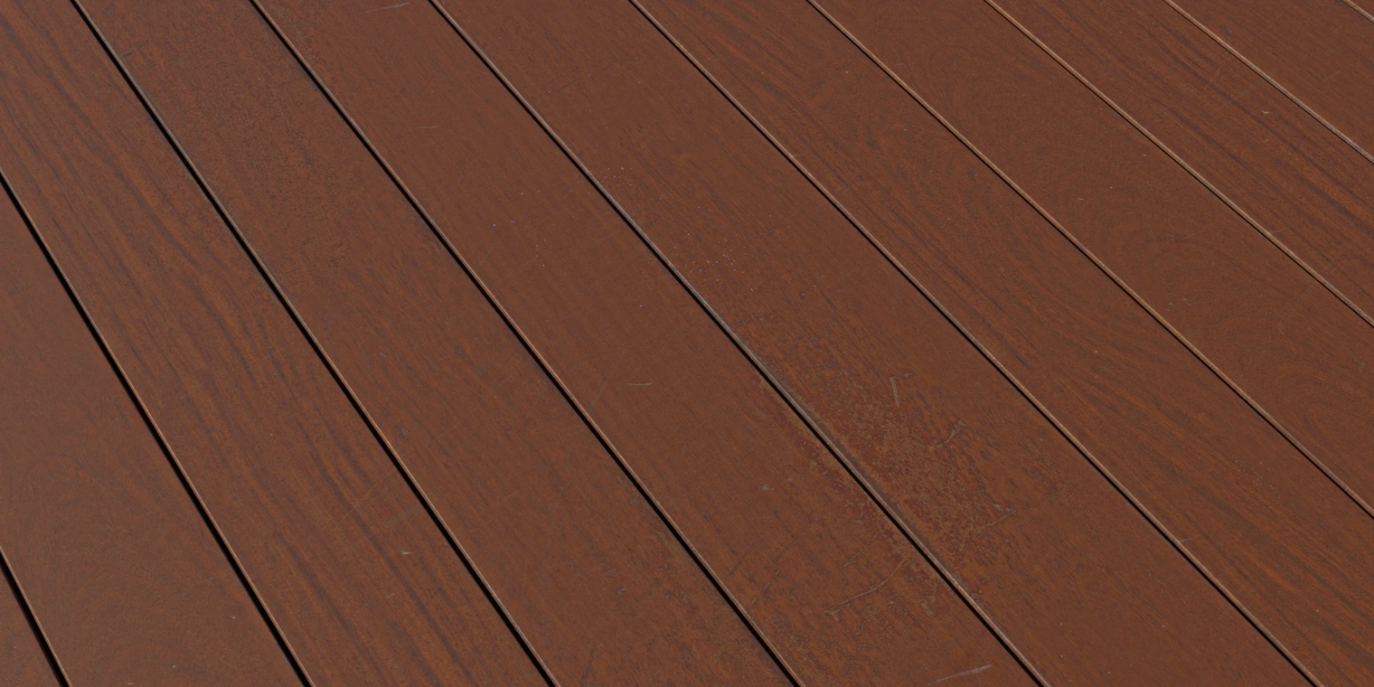 Free 8K texture of varnished wooden stair planks - coated timber with visible grain, subtle scratches and weathering, ideal for realistic flooring, stairs, and interior scenes.