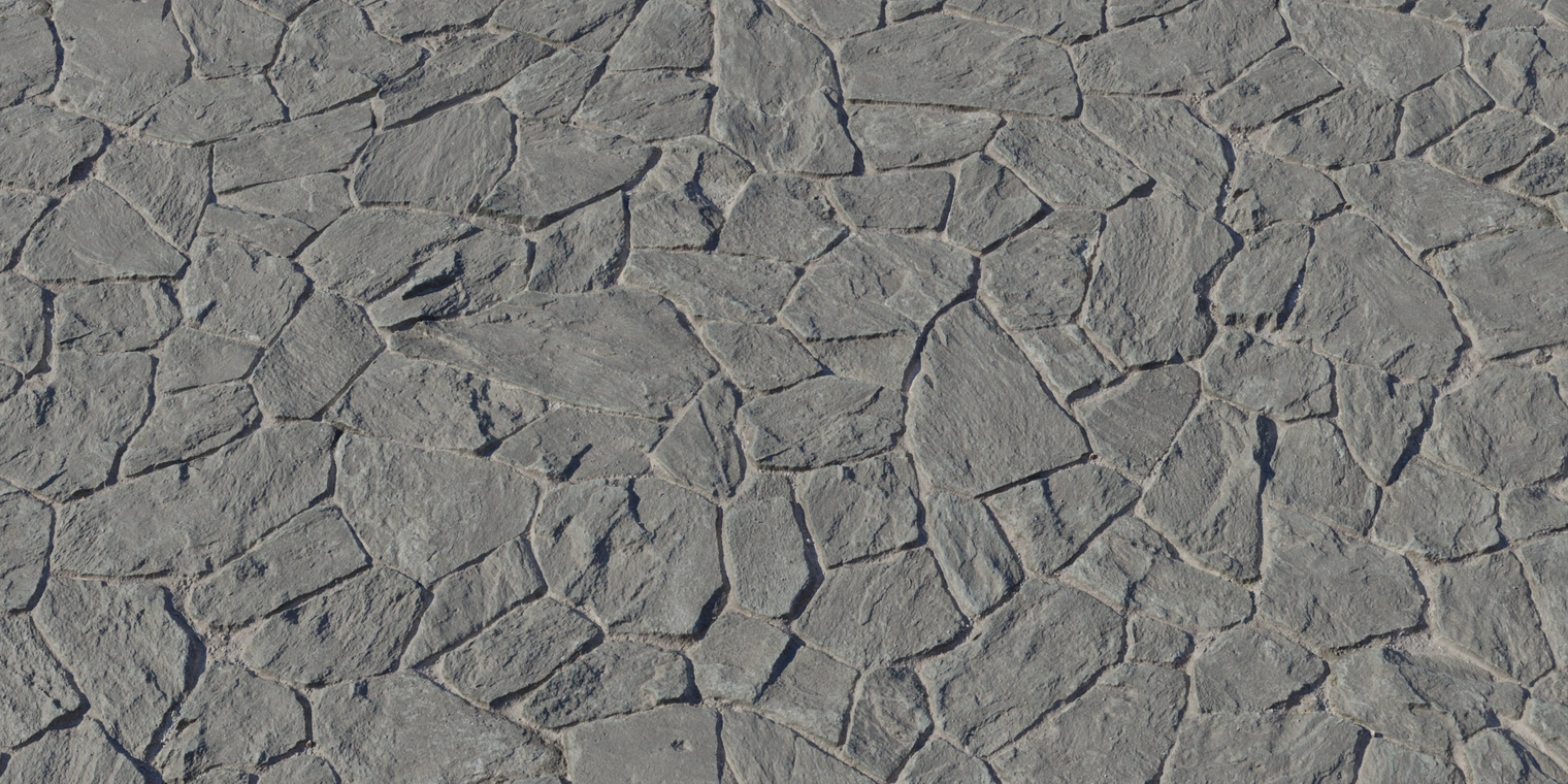 Free 8K stone tile texture featuring uneven slate slabs, rough chiseled surfaces, defined grout joints and subtle weathering, with natural color variation.
