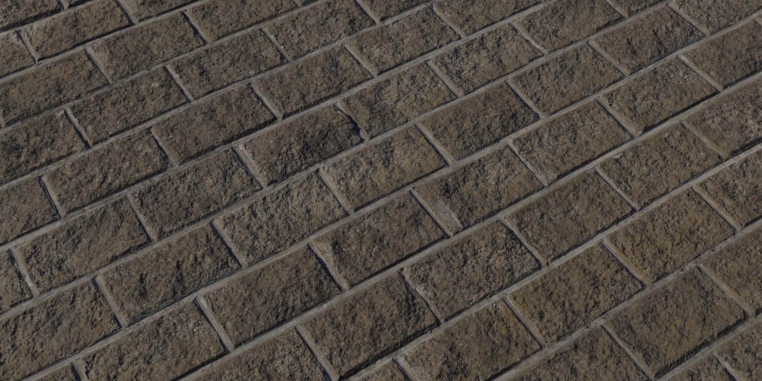 Free 8K texture of timeworn stone blocks with rough, weathered surface, deep mortar joints and subtle moss - ideal for outdoor and ancient wall scenes.