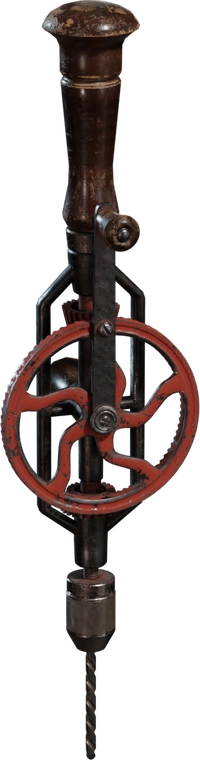 Free 8K model of a vintage hand drill - worn wooden handle, red crank wheel, detailed metalwork and rigged parts; ideal for workshop, shed or carpentry scenes.