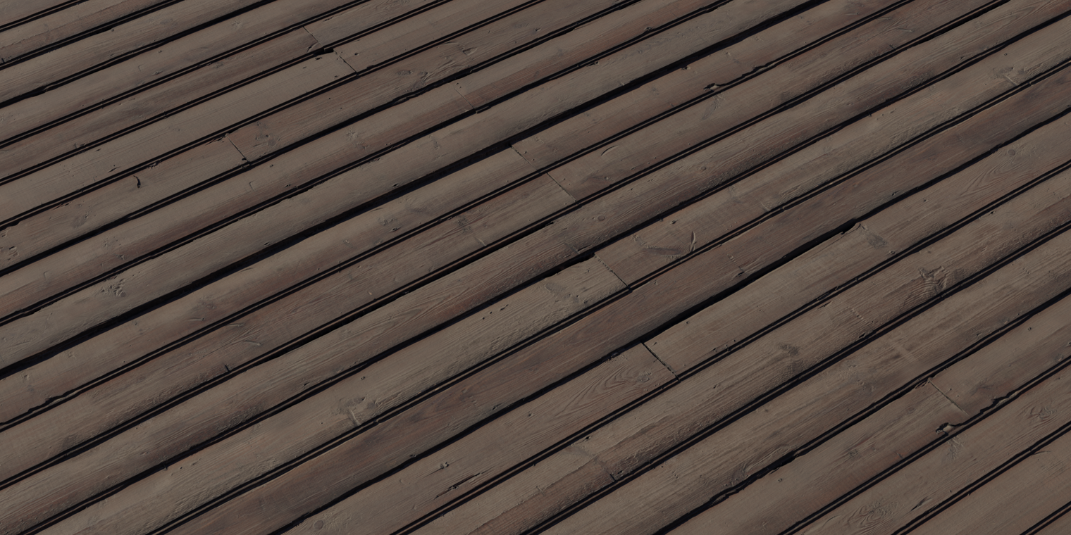 Free 8K weathered plank siding texture: dark brown wood with layered boards, worn edges, nail marks, subtle grain and roughness, slight sheen and seams.