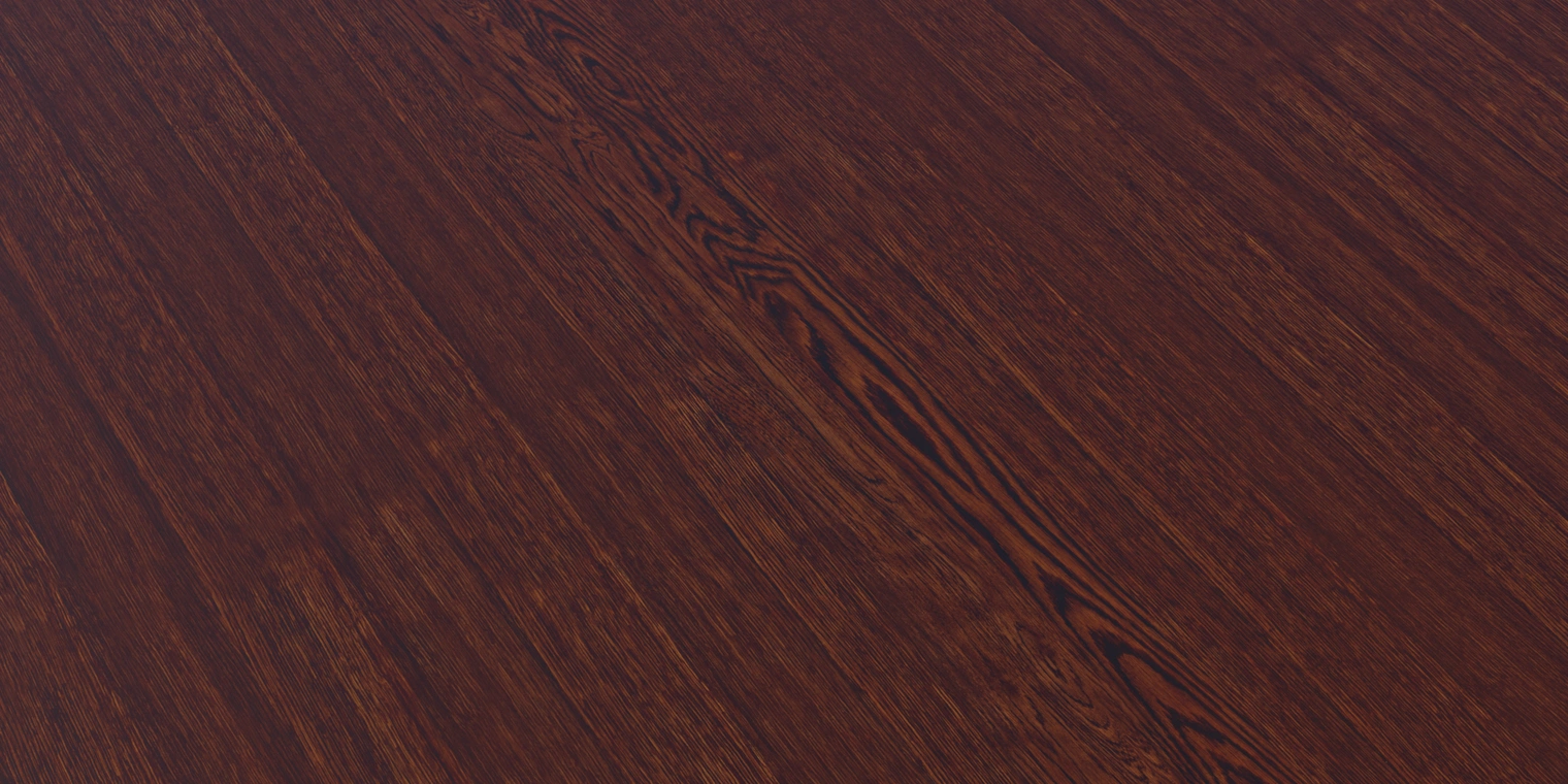 Free 16K wood texture: clean, stained red-brown table surface with fine grain and a smooth, varnished glossy finish