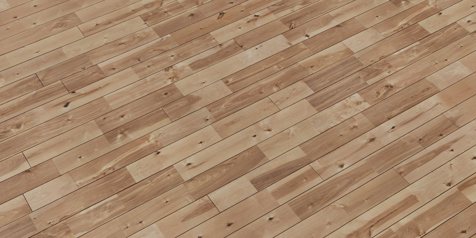 Free 16K texture of warm hardwood planks with visible grain, knots and soft satin sheen - ideal for interior flooring, timber scenes and realistic renders.