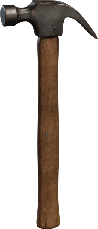 Free 8K model of a worn wooden-handled hammer, with scratched metal head, paint flecks and dirt - perfect for workshop, tools, props and industrial scenes.