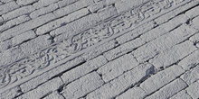 Wood Inlaid Stone Wall - clay