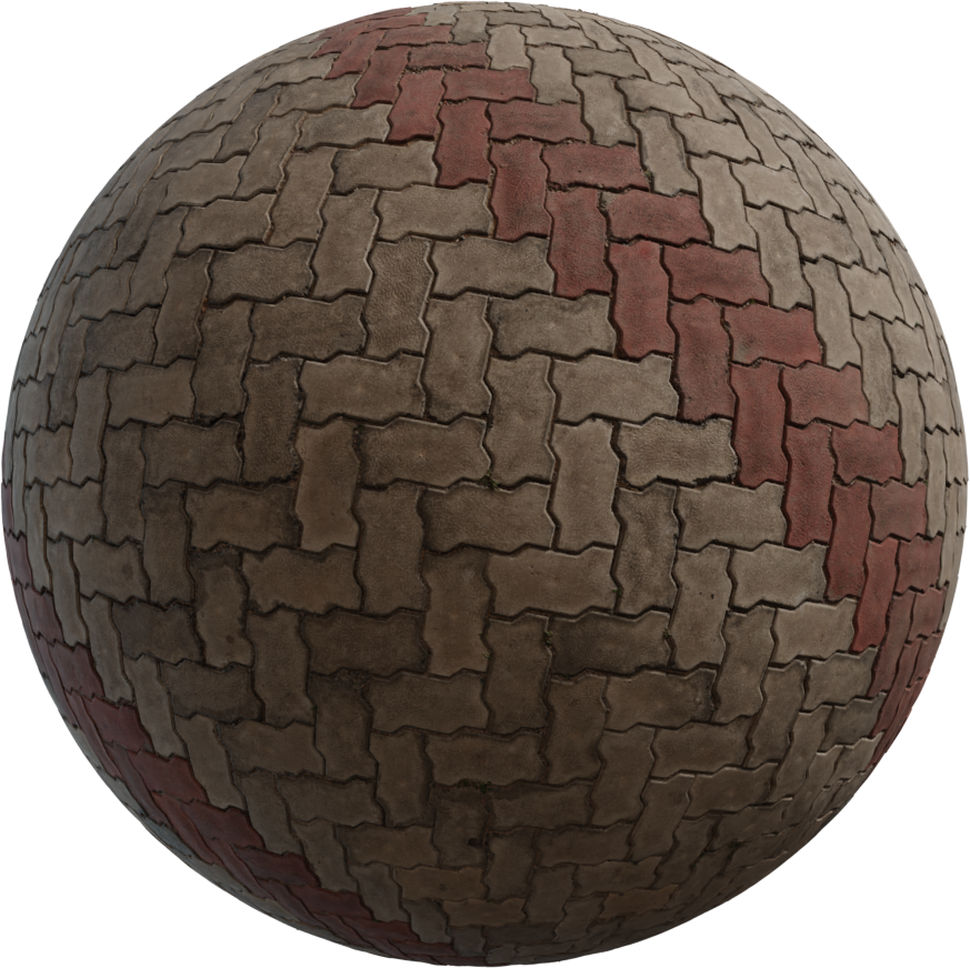 人字拼铺装路面 02 · PBR材质（Herringbone Pavement 02）
