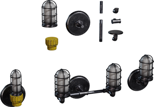 Industrial Caged Sconce — free lighting CC0 3D model