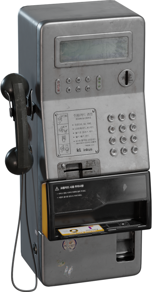 Korean Public Payphone 01 — free props CC0 3D model, rendered preview