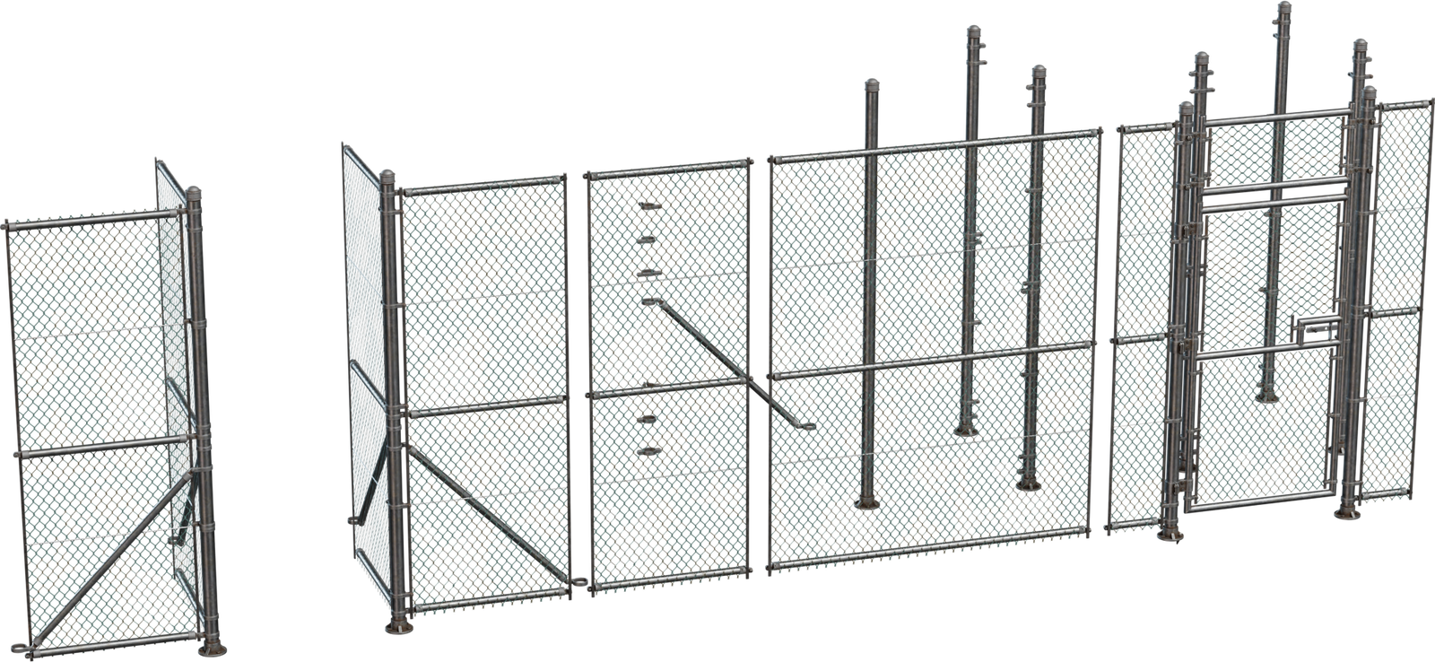 模块化铁丝网围栏 · 模型（Modular Chainlink Fence）