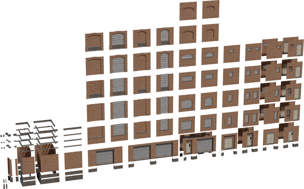 Modular Factory Facade — free props CC0 3D model, rendered preview