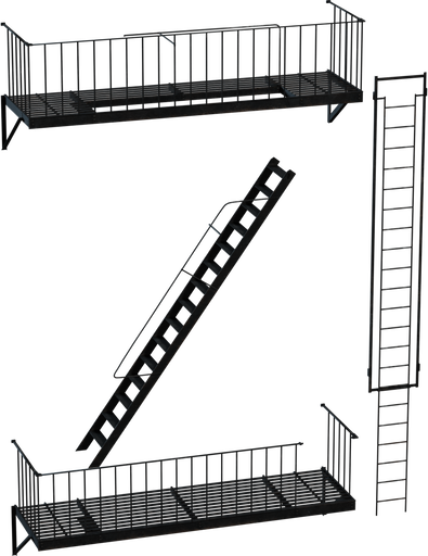 Modular Fire Escape — free tools CC0 3D model