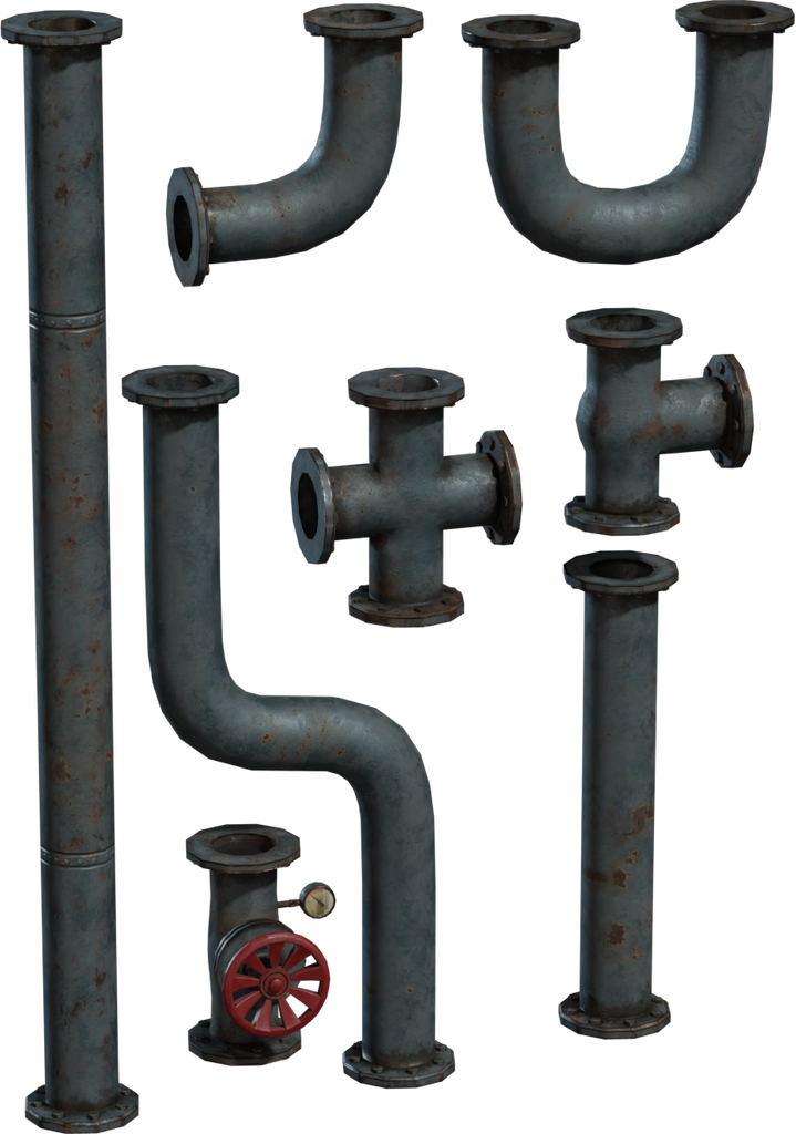 Modular Industrial Pipes 01 — free tools CC0 3D model, rendered preview