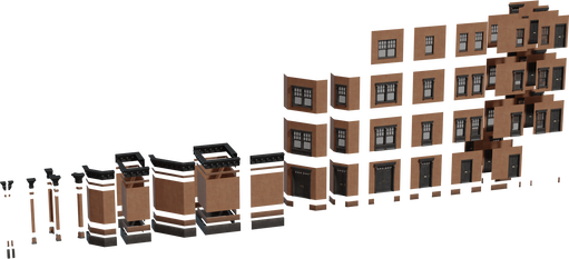 Modular Urban Apartments Facade — free props CC0 3D model