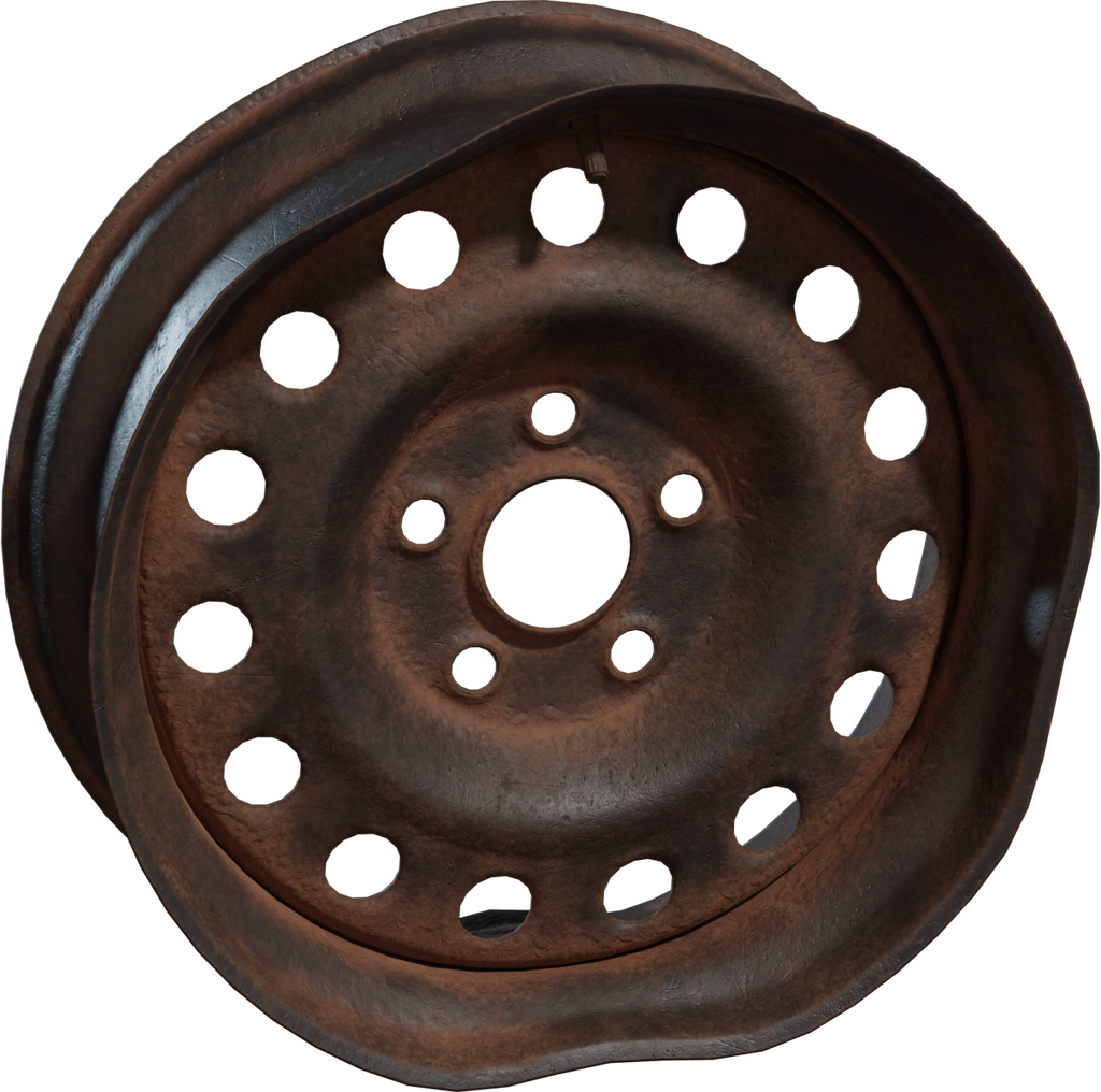Rusted Wheel Rim 01 — free tools CC0 3D model, rendered preview