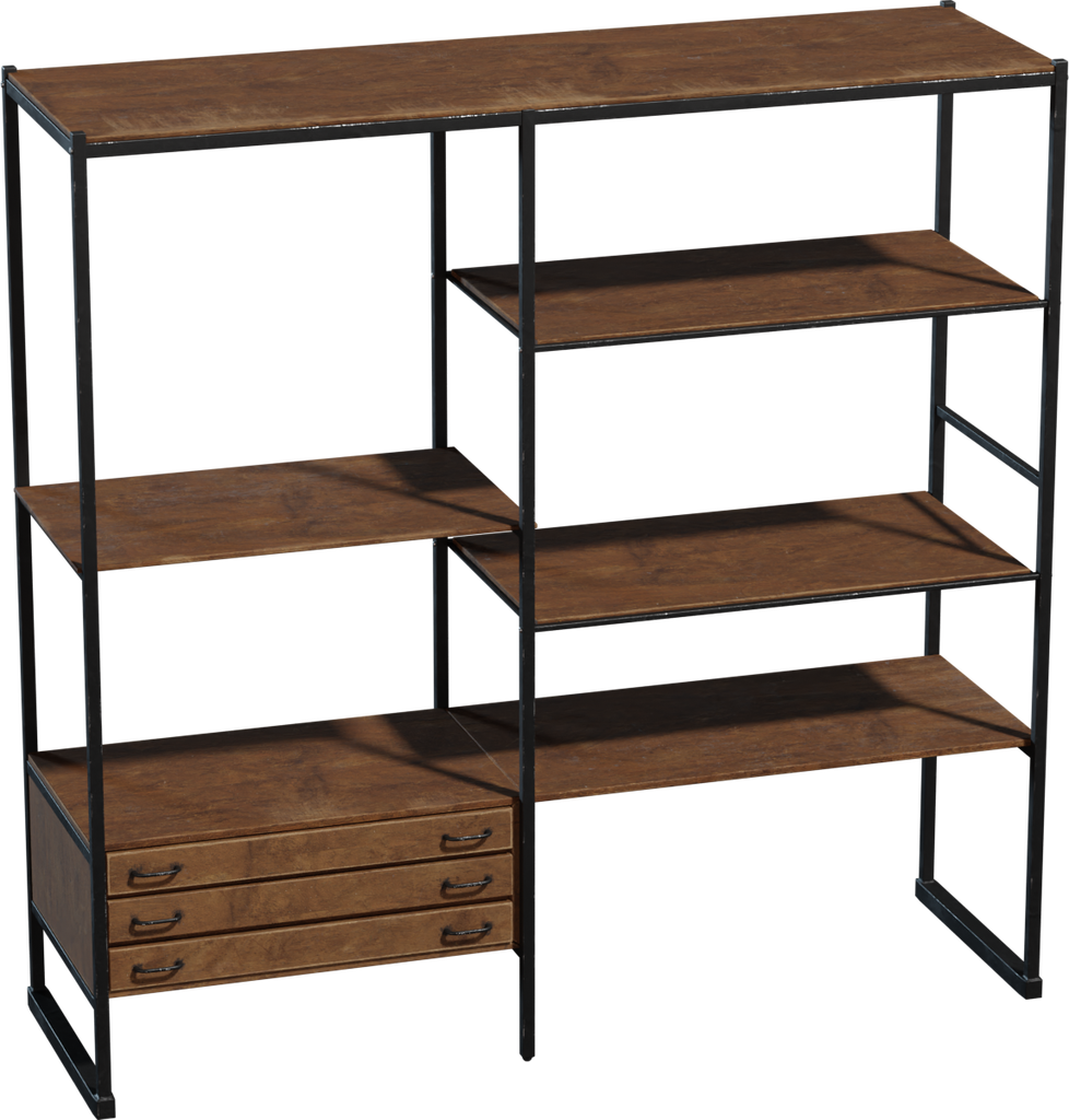 Steel Frame Shelves 03 — free furniture CC0 3D model, rendered preview