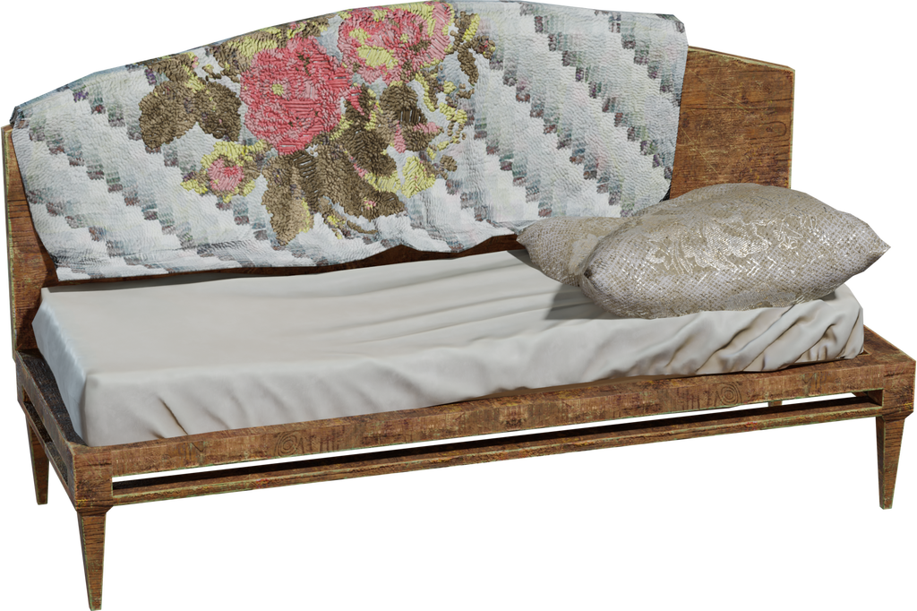 Vintage Day Bed — free furniture CC0 3D model, rendered preview