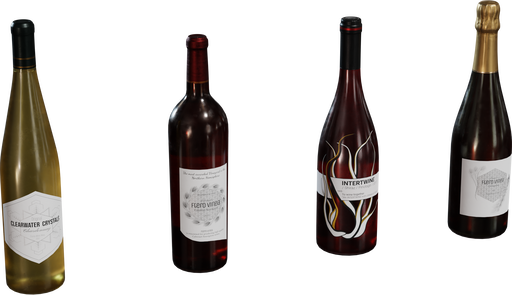 Wine Bottles 01 — free props CC0 3D model