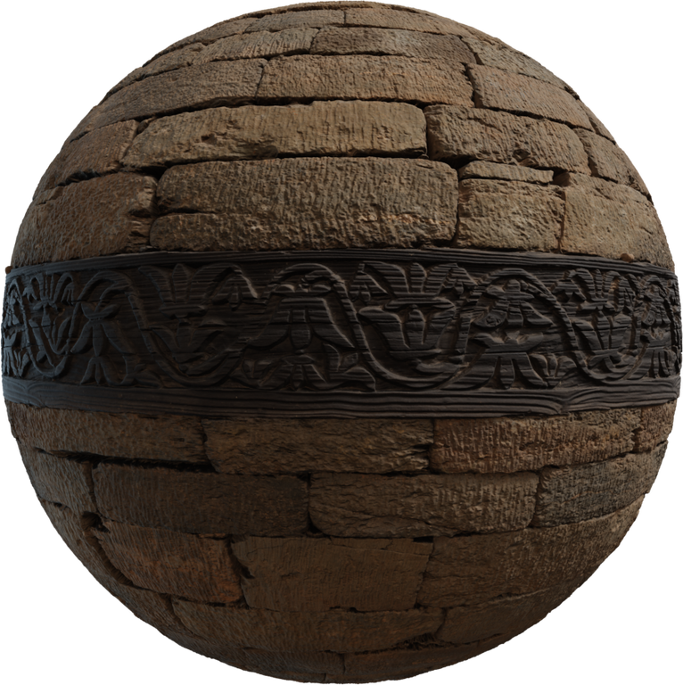 Wood Inlaid Stone Wall