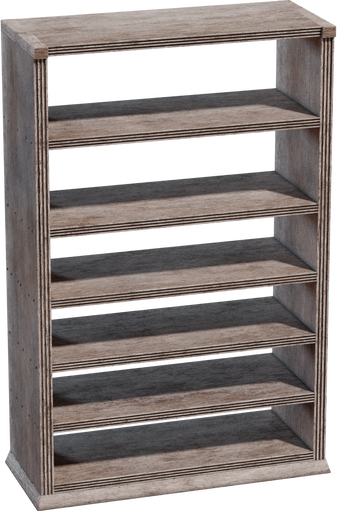 Wooden Bookshelf Worn — free furniture CC0 3D model