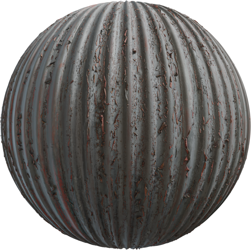 磨损波纹铁材 · PBR材质（Worn Corrugated Iron）